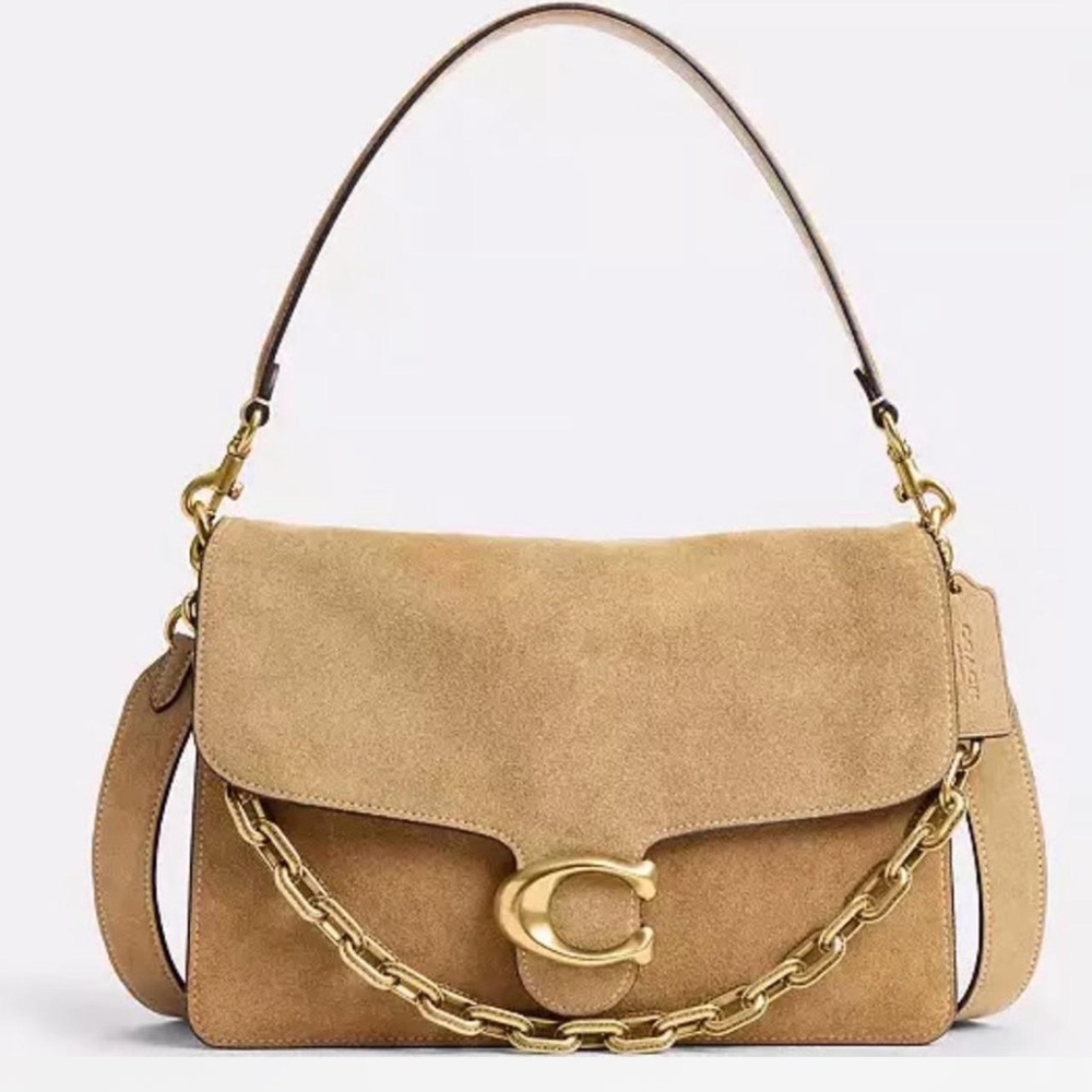 COACH Suede Chain Tabby Shoulder Bag in Sand